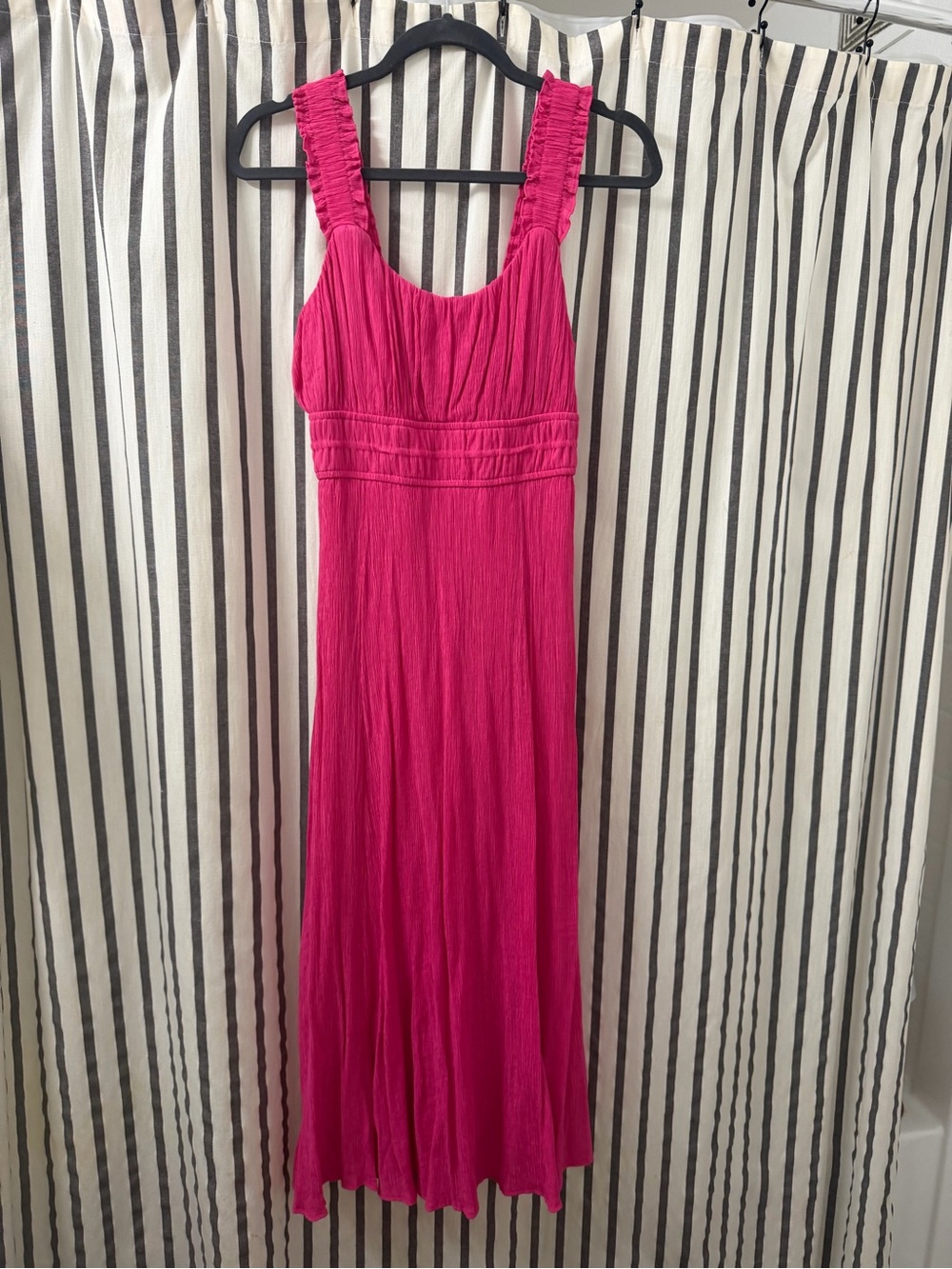 Fuchsia Sleeveless Maxi Dress with Smocked Straps